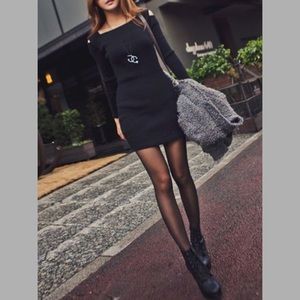 Cold Shoulder Dress Knitted Solid Dress